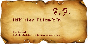 Hübler Filomén névjegykártya